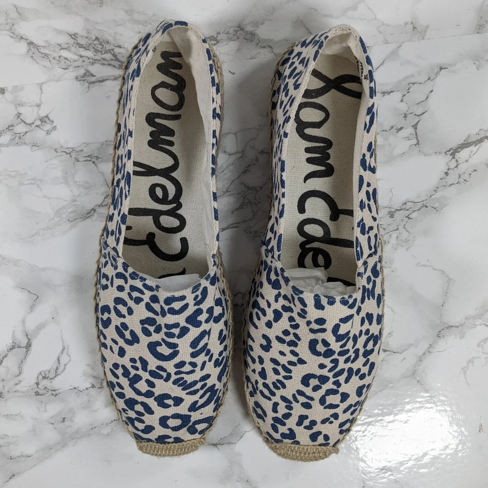 Sam Edelman Verona Blue Leopard Espadrilles Size 8